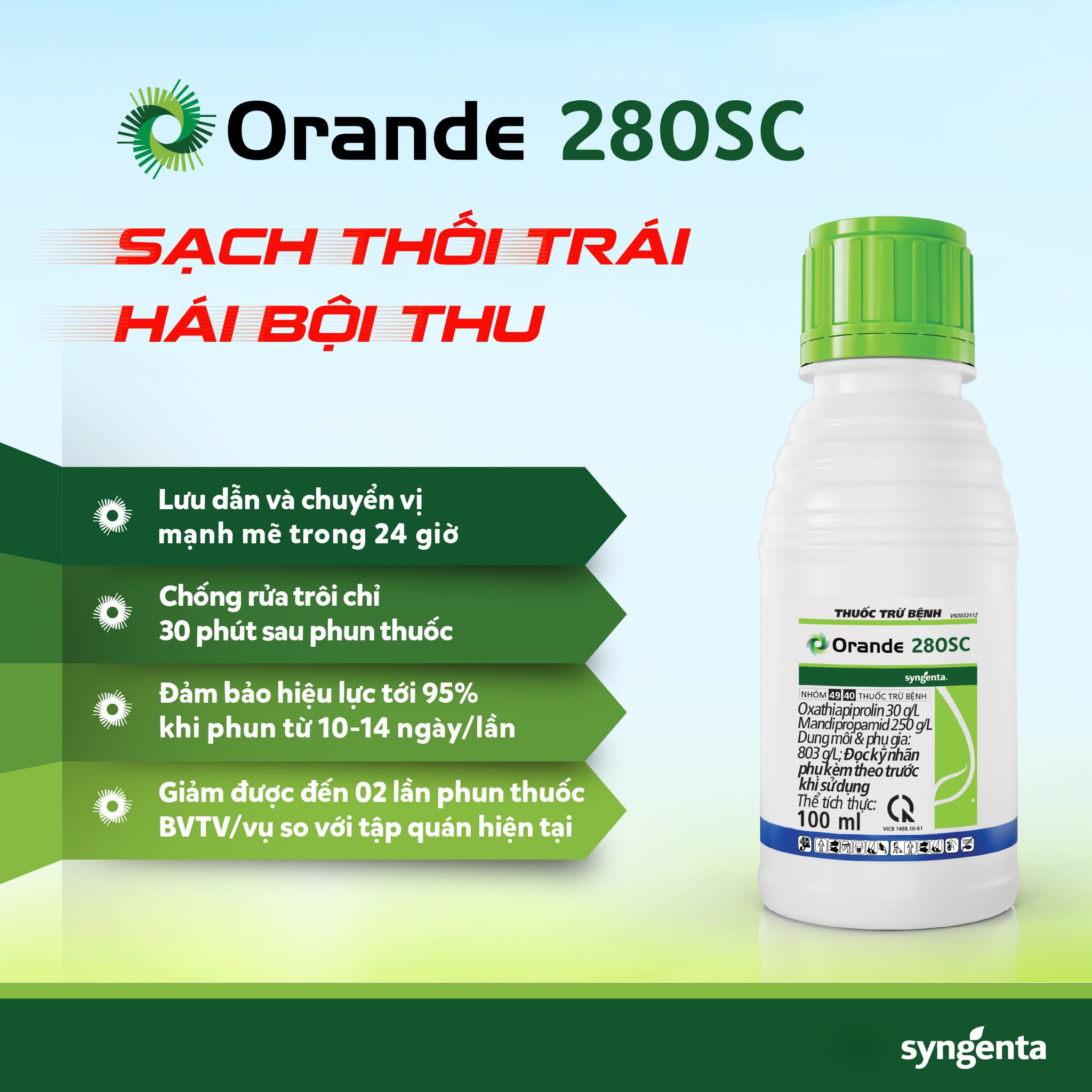 ORANDE 280SC chai 100ml - Thuốc Trừ Bệnh chính hãng Syngenta (Sương mai, Thối trái)